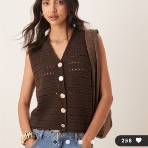 ASOS NWOT Brown Knit Button-Up Vest